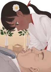 口噛み酒を女児巫女から直飲み神事