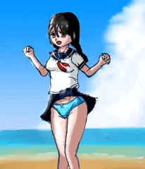 夏のセーラー服チラ