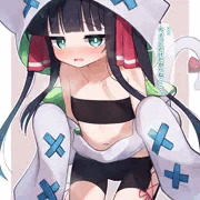 のあちゃんが胸部を見せてくれるイラスト