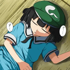 『モブ河童が寝ている口にチ●ポを押しつけられるが、無意識に反応して寝たままひょっとこフ●ラをしてしまう絵』