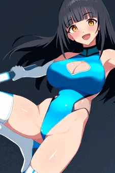 黒髪ぱっつんハイレグレオタ子