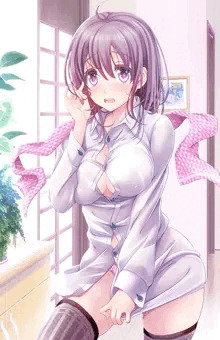 シャツ一枚でお出迎え