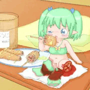 お肉を食べる妖精さん