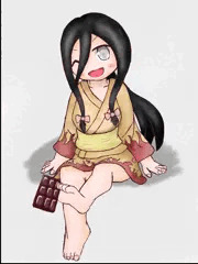 ハナビちゃんに足で餌付けしてもらってるところ