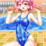 プールで手コキ