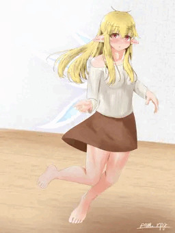 全裸の妖精さんが服着て飛んでる