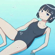 スク水横たわり
