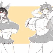 霊夢早苗脇見せがに股ポージング（ふたなし/ふたなり）