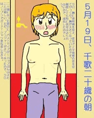 オリキャラ海野千歌、誕生日の朝、胸が成長する。