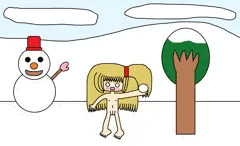 雪の寒さに強いロシアの少女
