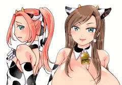 爆乳＆ツルペタ牛娘さん