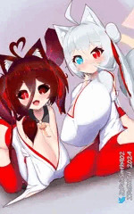 Yuki and Go-chan in miko uniform🥰