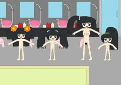 ママと娘たちの女湯での裸の付き合い入浴