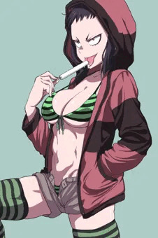アイスとニーソと三白眼娘