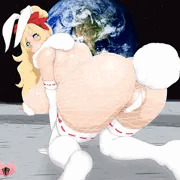 ウサギｘ２　ナニ見て跳ねる