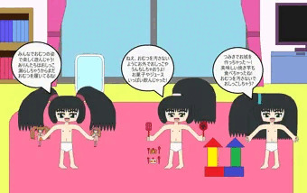 おむつ姿で遊びだす