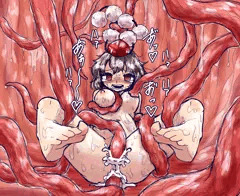 触手に襲われる天狗