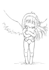 ぬいぐるみを抱く天使ちゃん