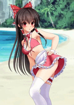 暑いので涼しい恰好でタコ漁に来た霊夢ちゃん