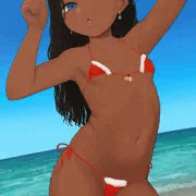 ブラジリアン褐色女児マイクロビキニサンタコス