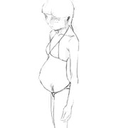 練習改変模写 少女妊婦