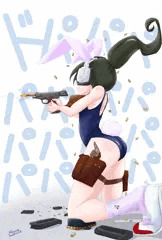 スク水バニー女児と火器（練習絵