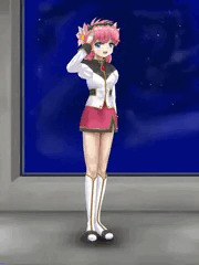 敬礼するミルフィーユさん（性癖差分付き）