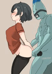 かばんちゃん腕おさえ立ちバック