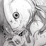 魚といちゃつく絵 