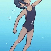 筒で息をする日焼け娘