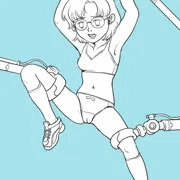 線画：亜美ちゃん 拘束　1