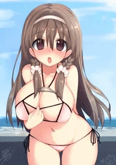 彼氏におだてられてキワドイ水着着て海岸へ来たら、、、