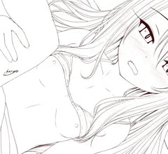 水着のクロエちゃんとラブラブ　線画