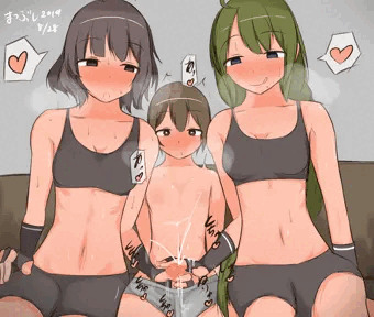 夕雲と岸波にW手コキでお仕置きされる提督君(おねショタ)