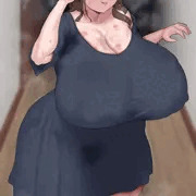 なぜか汗だくで宅配の応対をしてるお姉さん