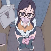 黒髪三つ編みマスク眼鏡っ娘