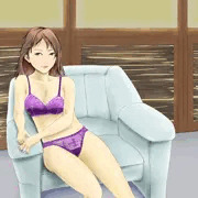 ゆったりと椅子に座る女