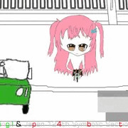 桁の低い通路に対応出来るマイクロ自転車で疾走する少女