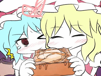 レミリアのハニートーストにかぶりつくフランちゃん