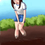 泥にはまって抜けない