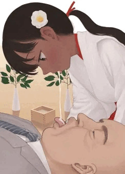 口噛み酒を女児巫女から直飲み神事