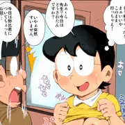 【下半身丸出し】ママに変身後モロ出し状態で家庭訪問に対応するのび太。