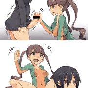 カエルがカブトムシでロデオのやつをやらされるオレっ娘ふた