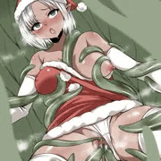 ツリーに擬態した触手に捕まってしまったダークエルフのサンタさん