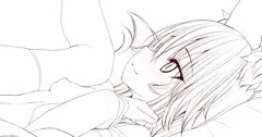 玉藻の前と正面から　線画