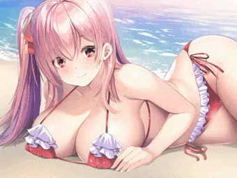 ビーチでチラリ♥