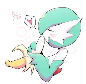 キスの日だったので果物のバナナにキスをするサーナイトさん