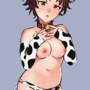 おっぱい丸出し牛娘