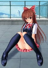ノーパン制服事前事後ダブルピース霊夢ちゃん