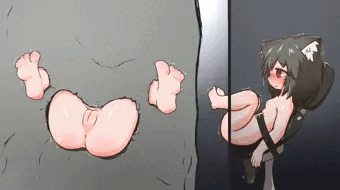 ケモミミ壁尻